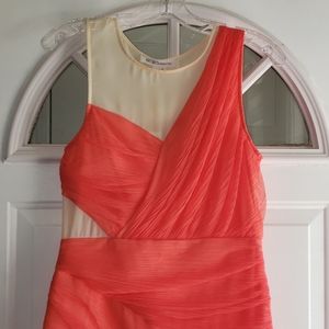 Coral mesh & tulle dress